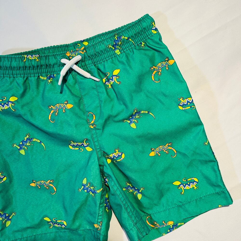 Lands' End Green Gecko / Lizard Swim Trunks Sz M